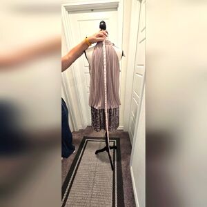 Cache Pleated Blouson Halter Top Sequined Mini Dress NWT Size. L